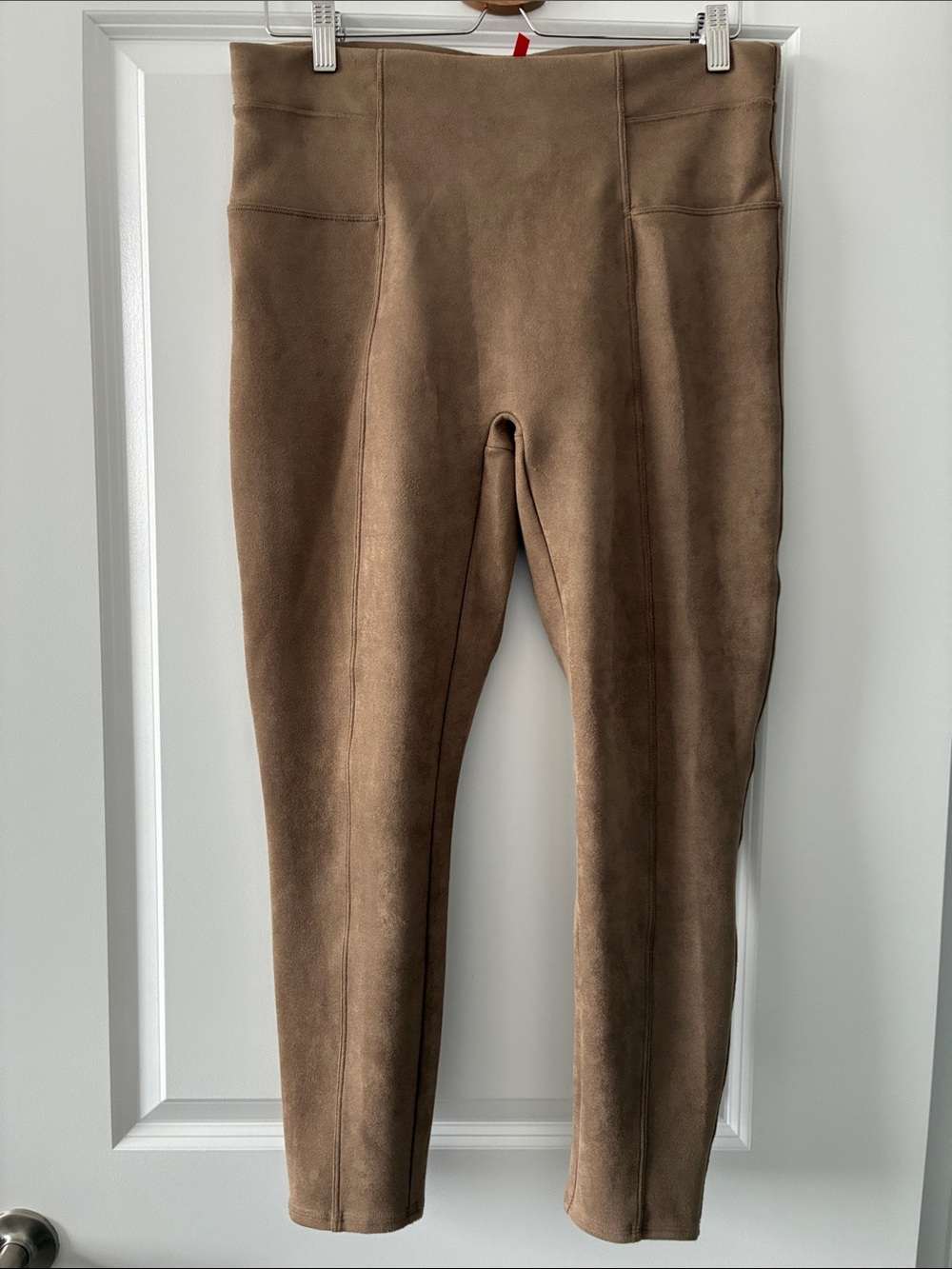 Spanx High Waist Faux Suede Leggings - Camel